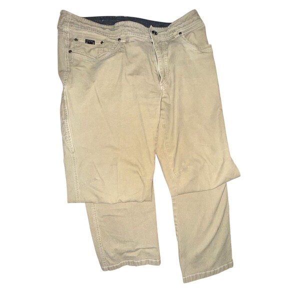 Kuhl Kanvus Jean Mens 36x32 khaki Vintage Patina Dye Canvas Pants Hiking Outdoor - Picture 3 of 10